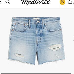 Madewell Relaxed Mid-length Denim Shorts in Steenwick Was Ripped Edition Size 27